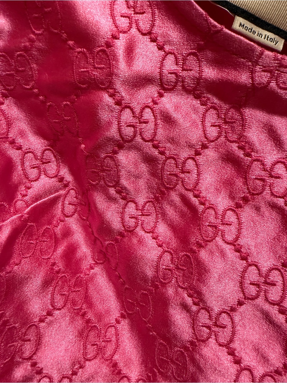 New Gucci GG Logo Pink Silk Cropped Top Bustier Size 40 / US XS - Picture 6 of 10